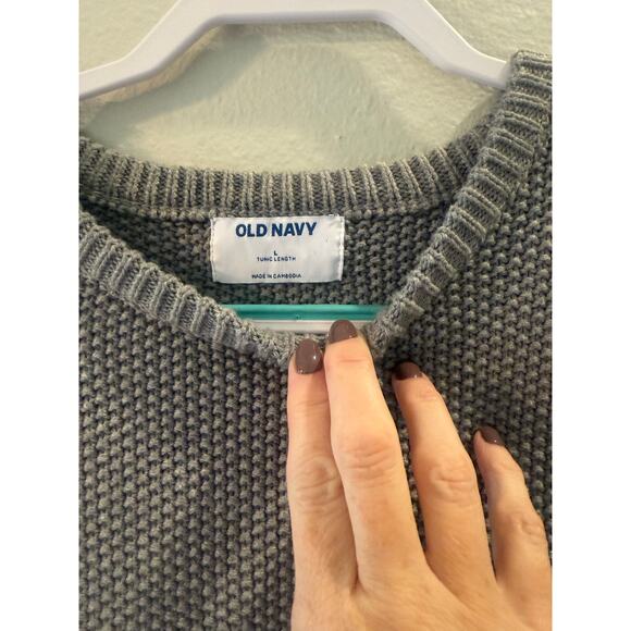Old Navy Gray Tunic Sweater Chunky Knit Oversized Cozy Pullover Size L - Picture 3 of 6